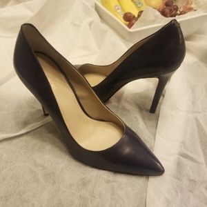 Saks Fifth Ave Blue Leather Pointed Toe Heeled Pump